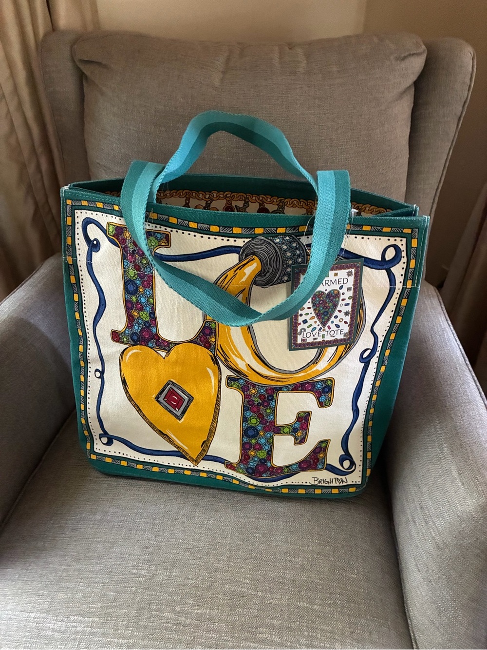 Brighton Charmed Love canvas tote NWT